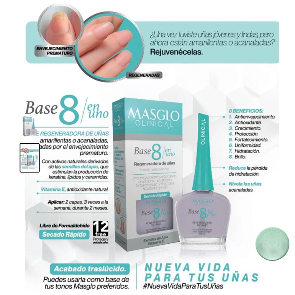 Masglo Clinical Base 8 en 1 – Regeneradora de Uñas- Nail Repair Treatment 13.5ml - Picture 6 of 6